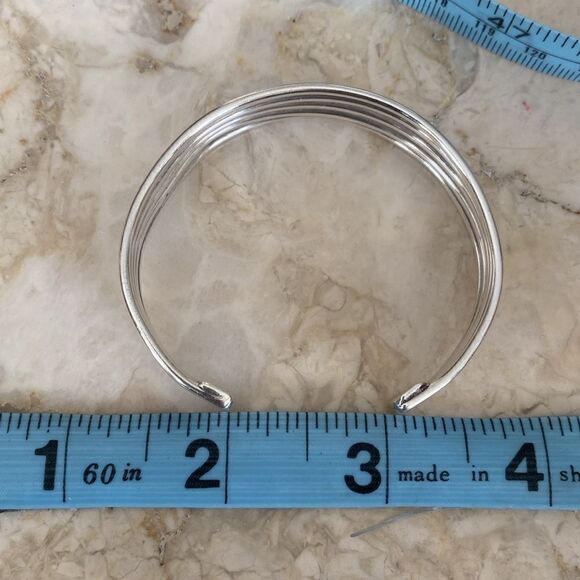 Solid 925 Sterling Silver Cuff Bracelet- 23g - Picture 9 of 10